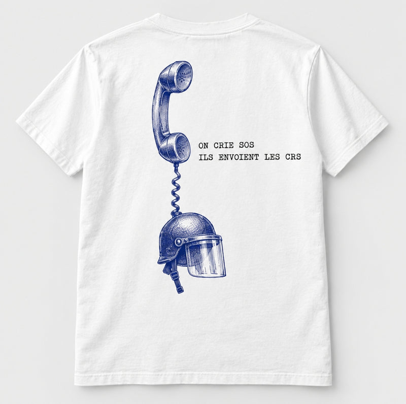 T-shirt — Éducation sous tension — vue du dos, blanc