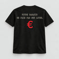 T-shirt — Votre baratin ne paie pas mon loyer — vue du dos, noir