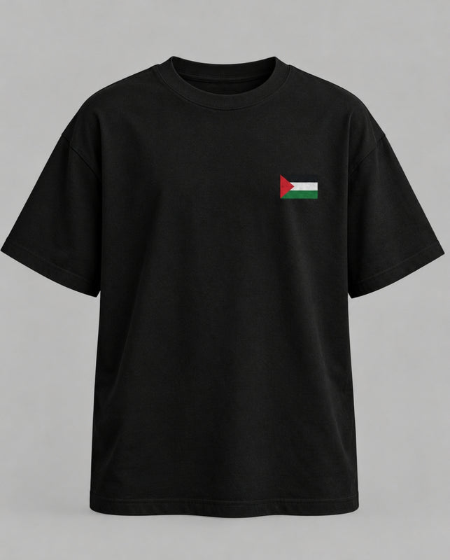 T-shirt — Free Palestine — Colombe — vue de face, noir