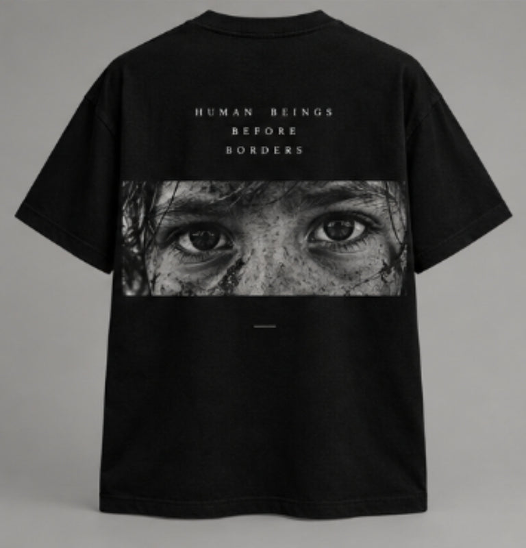 T-shirt — Human beings before borders — vue du dos, noir