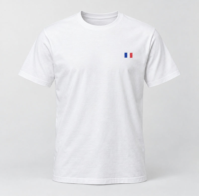 T-shirt — Je fais le plein ou je mange ? — vue de face, blanc
