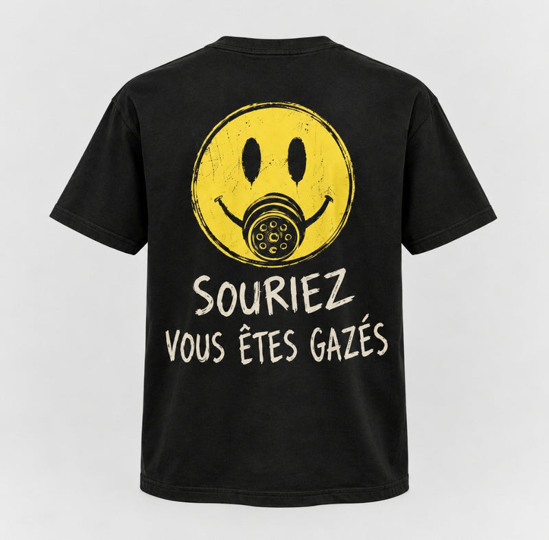T-shirt — Souriez, vous êtes gazés — vue du dos, noir