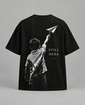 T-shirt — Palestine — La main levée — vue du dos, noir