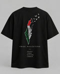 T-shirt — Free Palestine — Colombe — vue du dos, noir