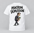 T-shirt — Macron démission — vue du dos, blanc